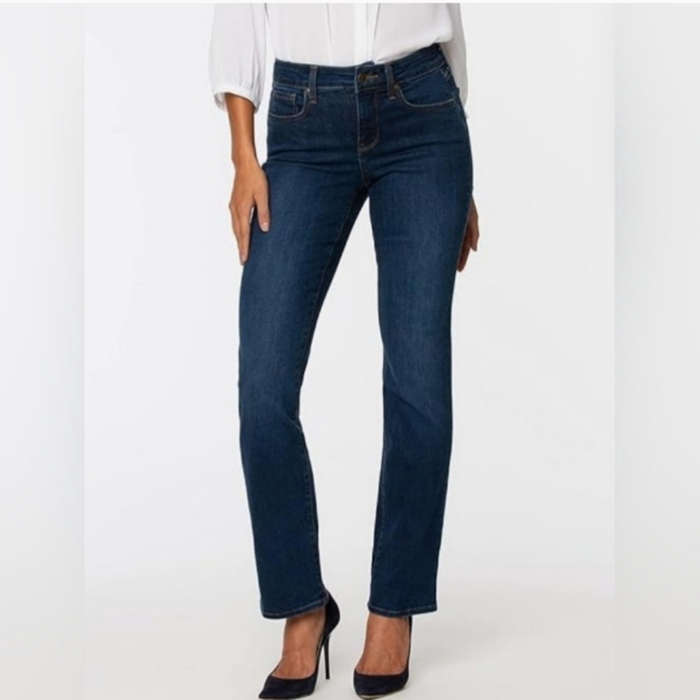 NYDJ Marilyn Straight Leg Jeans,  sz 12, 11" rise, 32" waist with stretch, 30" L